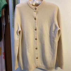 Vintage Barrie Luxury Scottish Cashmere Cream Sweater Cardigan Women’s 42 M/L